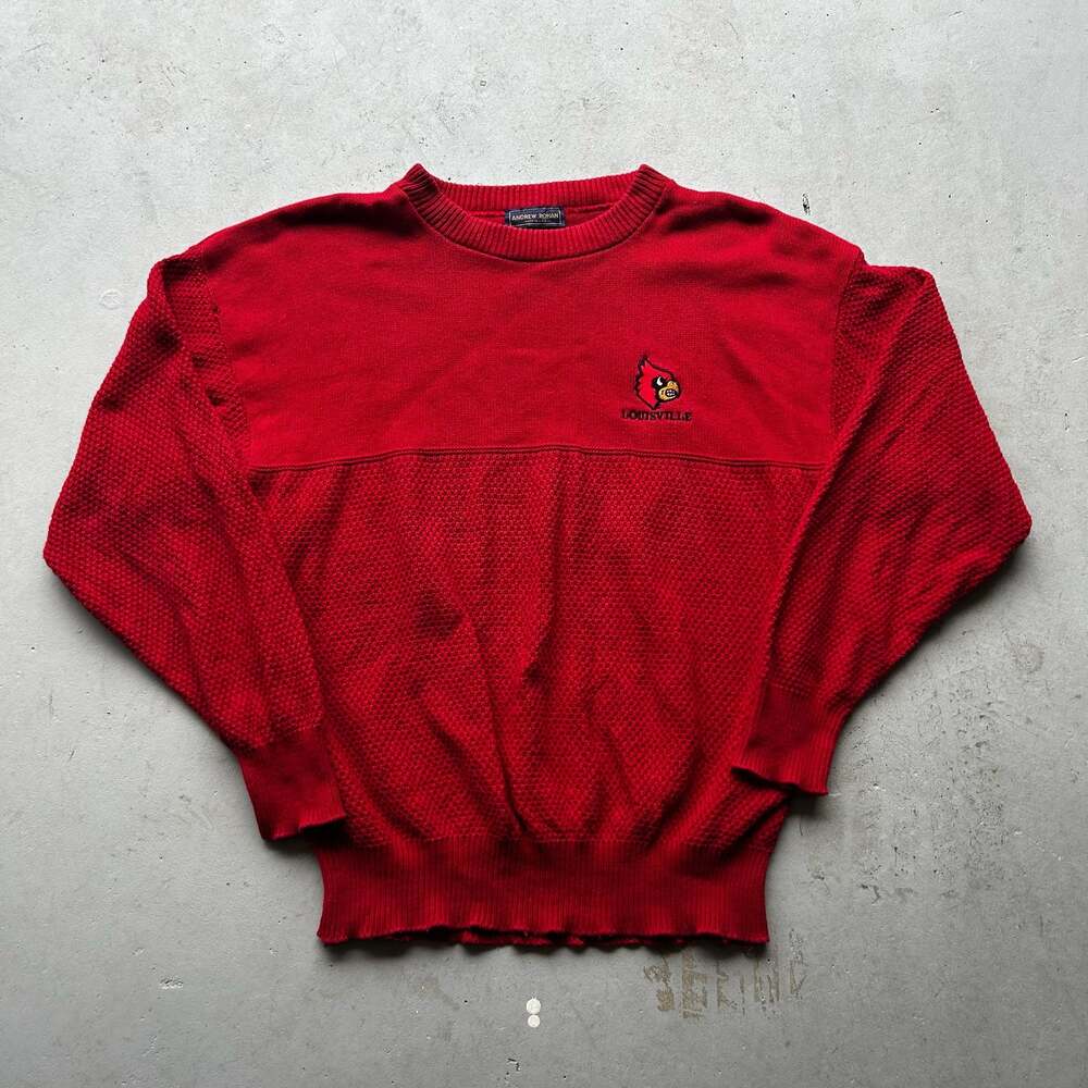 Vintage Andrew Rohan University of Louisville Cardinals Red Knit Sweater